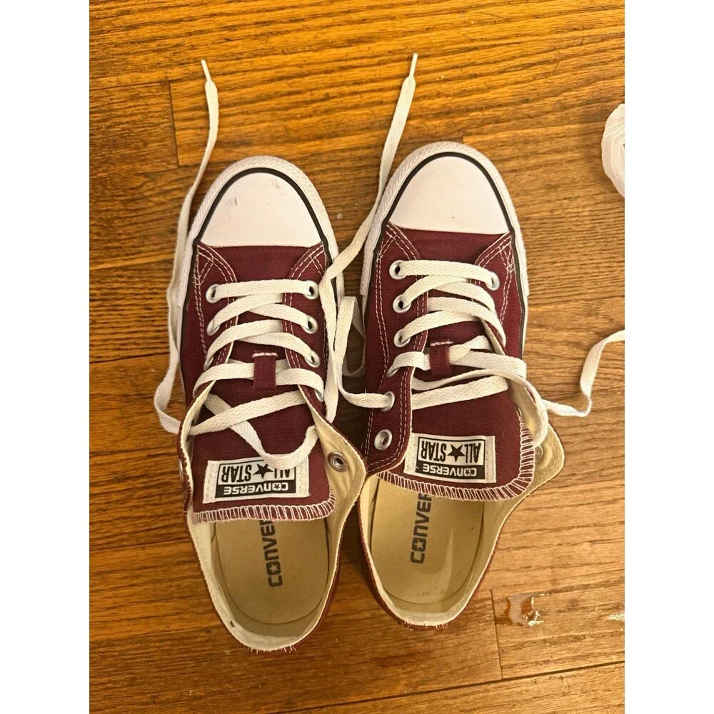 Converse All Star Burgundy Canvas Lace-Up Low Top Sneakers US 6.5 139794F
